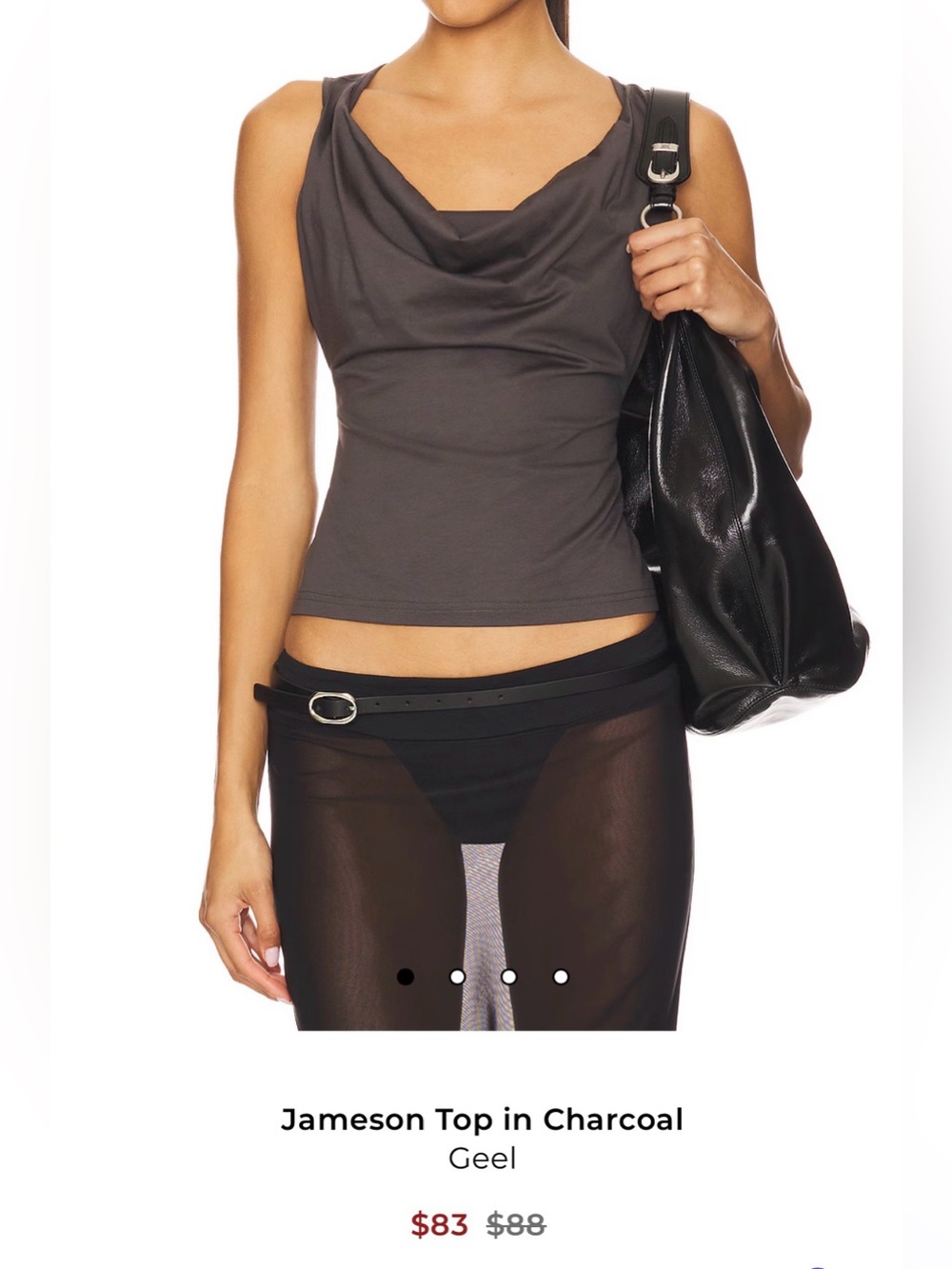 Geel Jameson Top cotton drape neck in Charcoal S - Picture 4 of 8